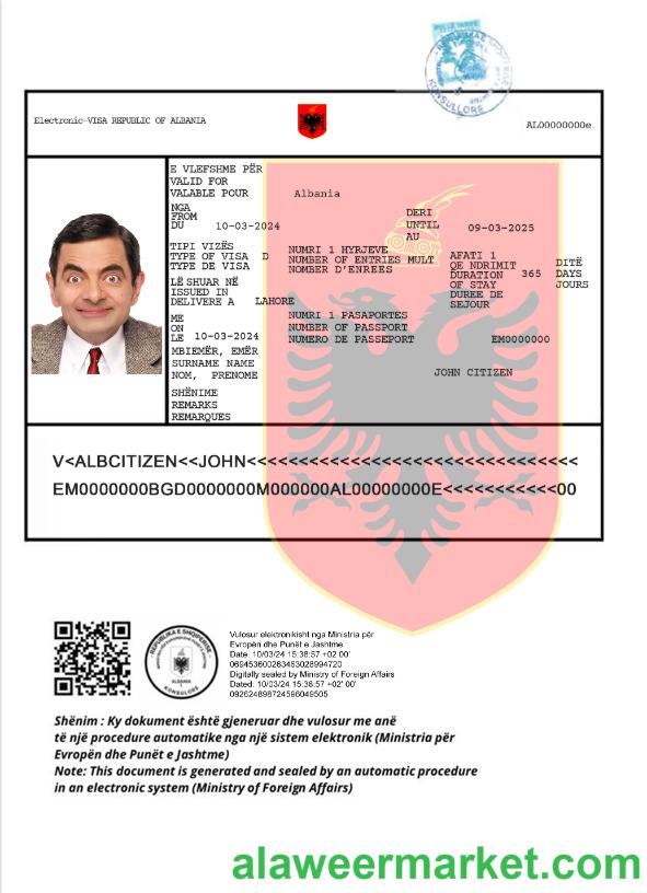 Albania e-visa new version